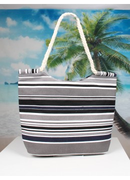 Striped Print Canvas Tote Bag